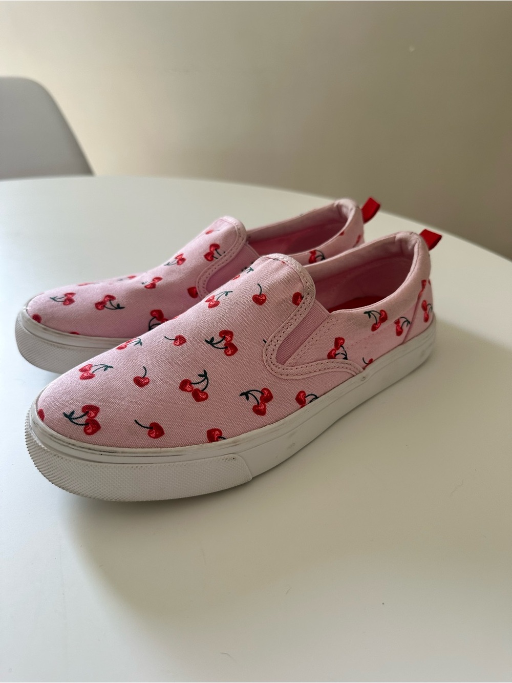 Old Navy Pink Cherry Slip-On Sneakers with Red Accents